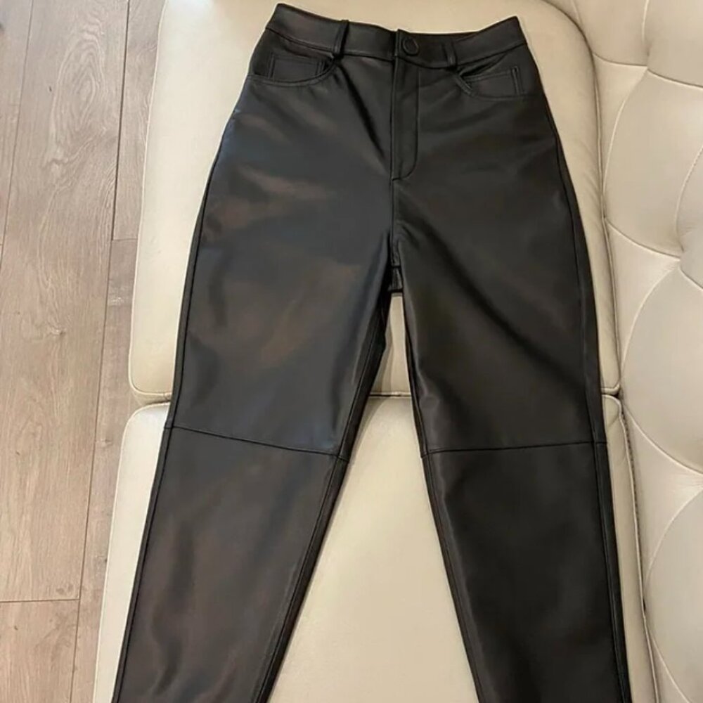 100% genuine leather high waist pants XS-S, New!